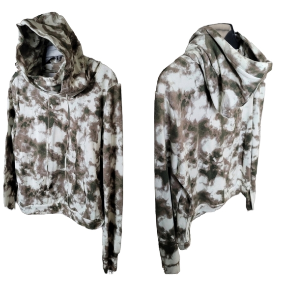 True Craft Pants - New Olive Green Tie Die Pullover Hoodie Pocket Sweatshirt Thumbholes Slouchneck